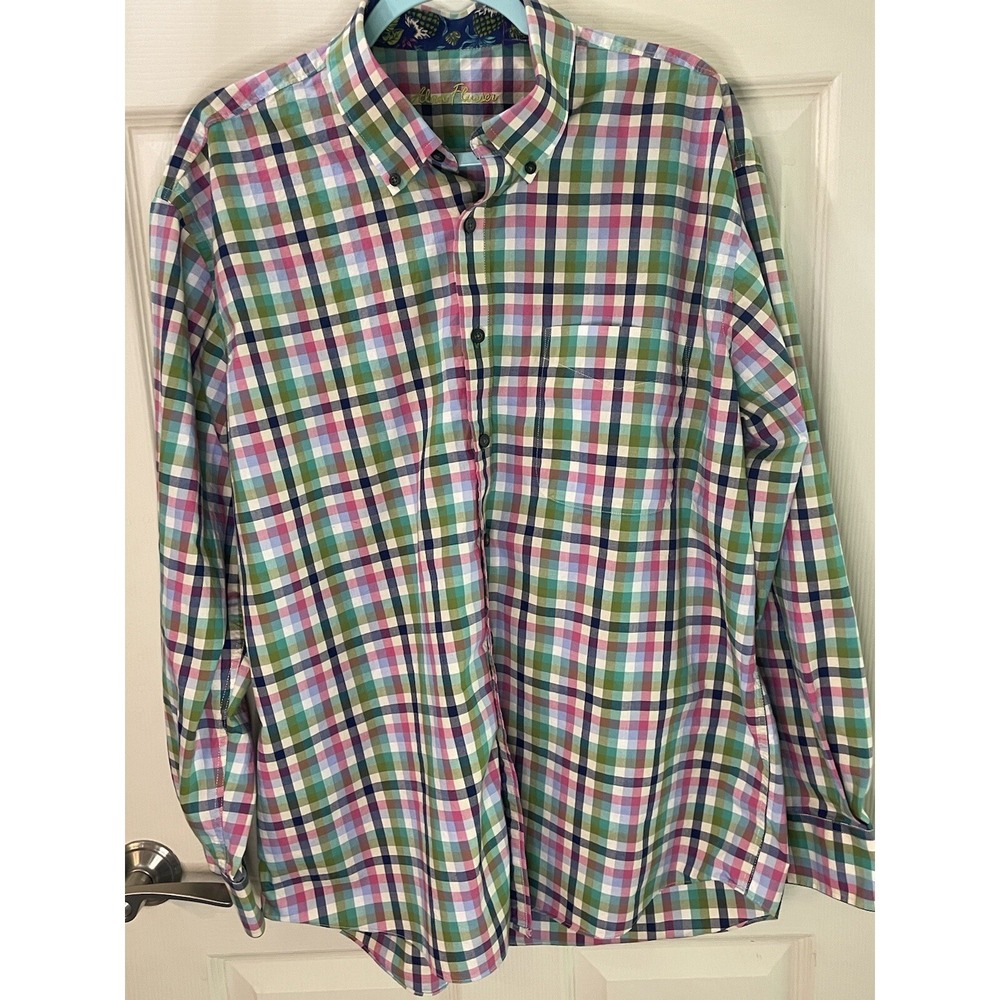 Alan Flusser Men's Long Sleeve Button Up XL Plaid‎